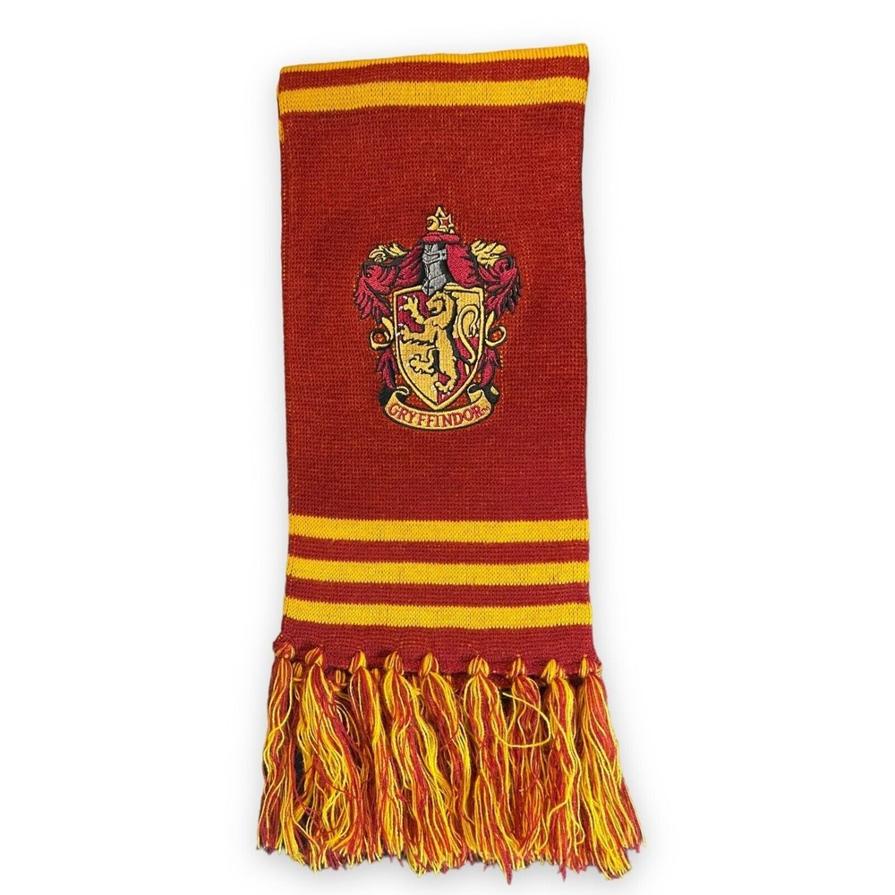 The Wizarding World Of Harry Potter Gryffindor Scarf Knit Fringe Red Gold